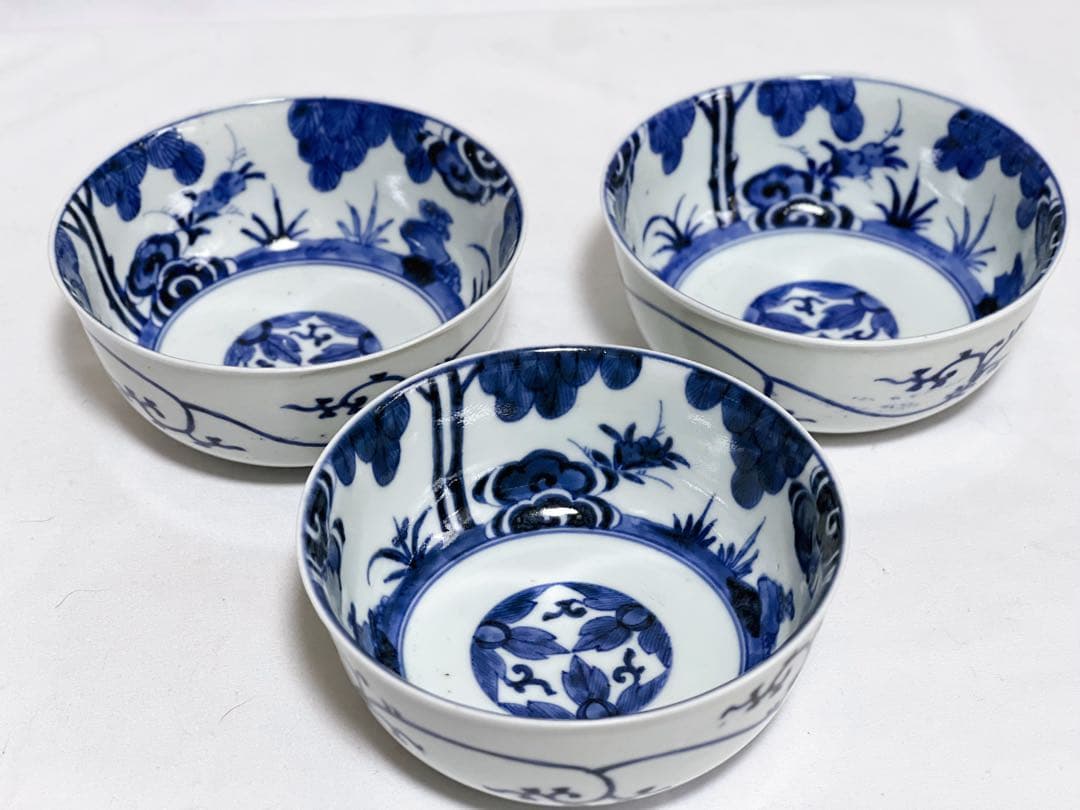 古伊万里　染付　鉢　3客　骨董