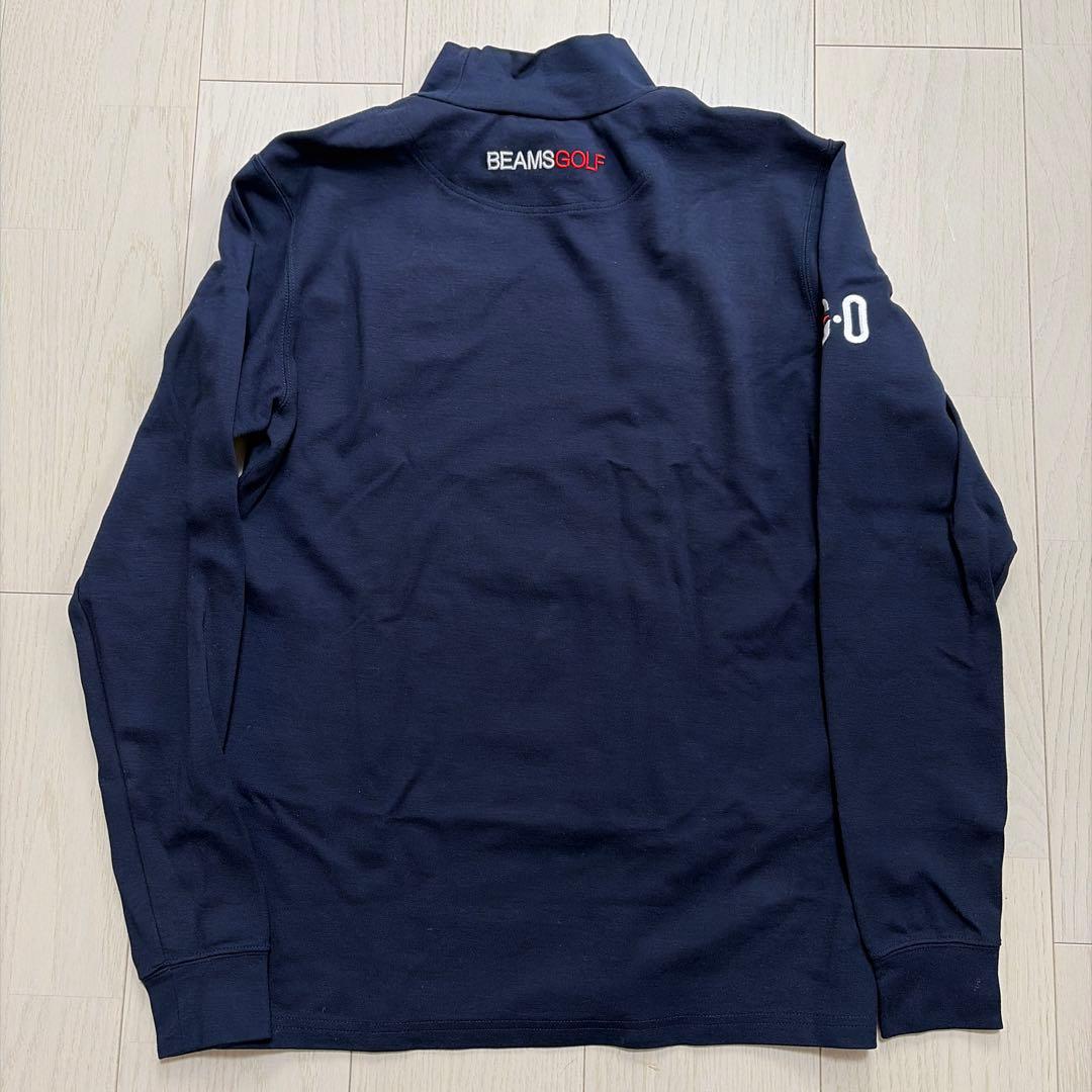 BEAMS GOLF モックネック長袖カットソー ネイビー メンズ