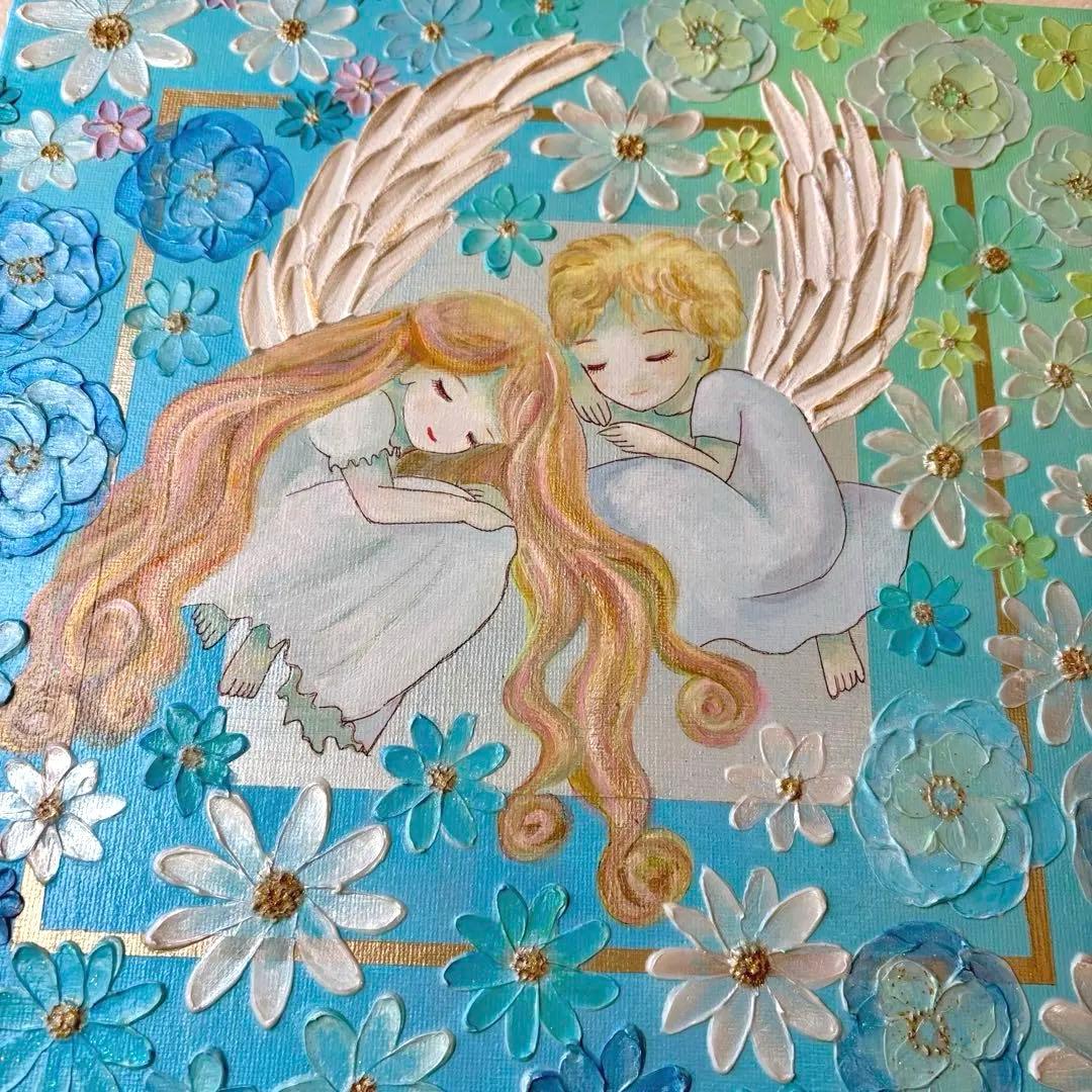 天使の安らぎ 原画｜テクスチャーアート・癒しのインテリア絵画 30cmスクエア