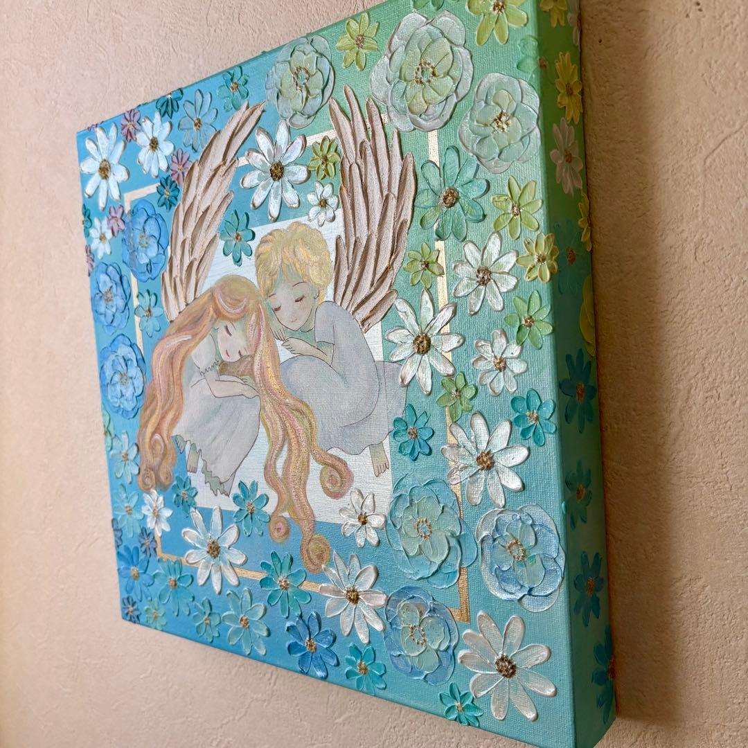 天使の安らぎ 原画｜テクスチャーアート・癒しのインテリア絵画 30cmスクエア