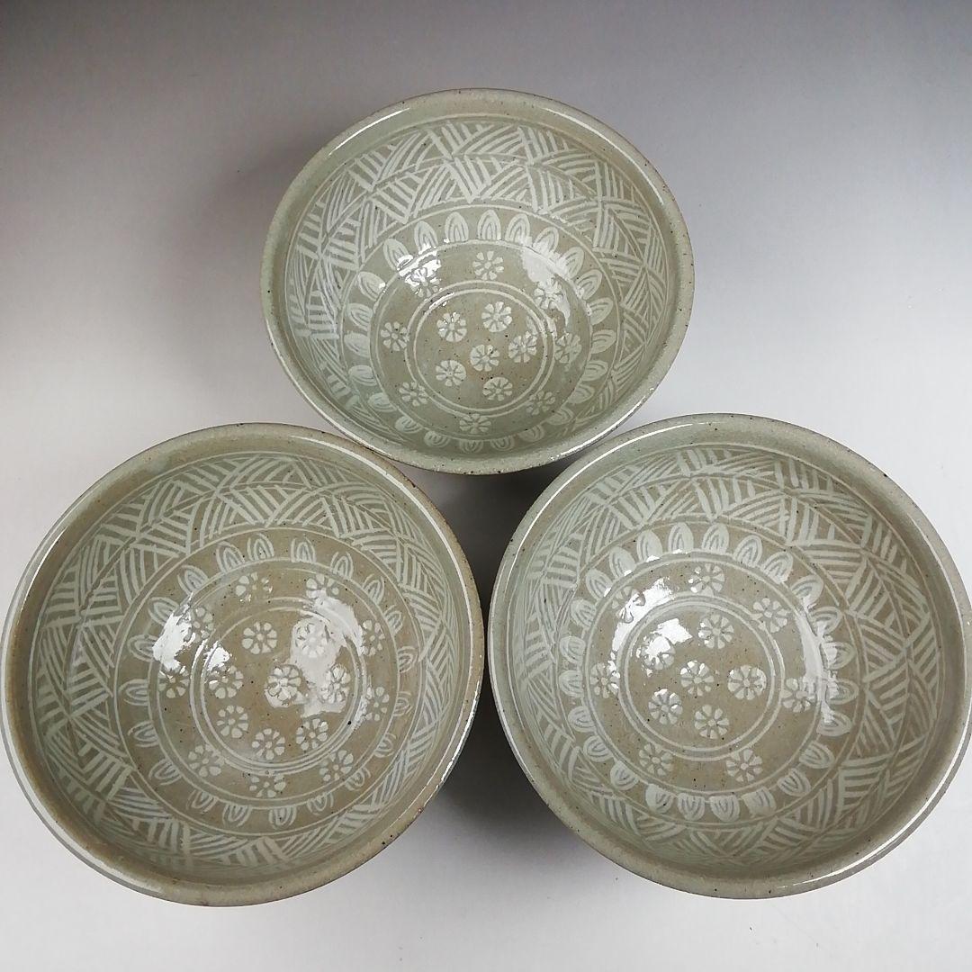 Ｔ９２０　数茶碗　十客『三島　数茶碗』『阿漕窯　翠峯 造』　共箱　茶道具