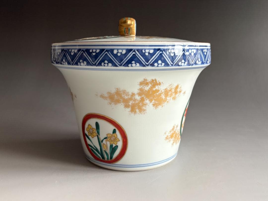 色絵丸紋　末広水指　平安秀峰　茶道具