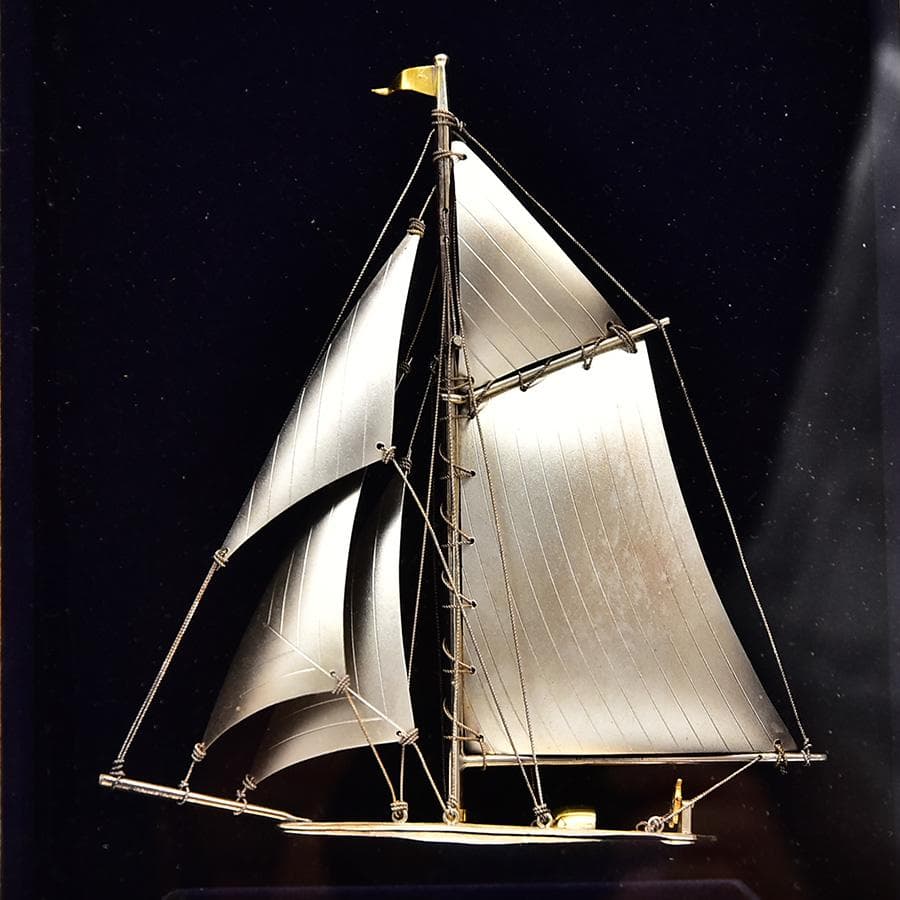 純銀製 屯栄 ヨット 本体重量 54g 刻印 額装 縦14cm横12.5cm