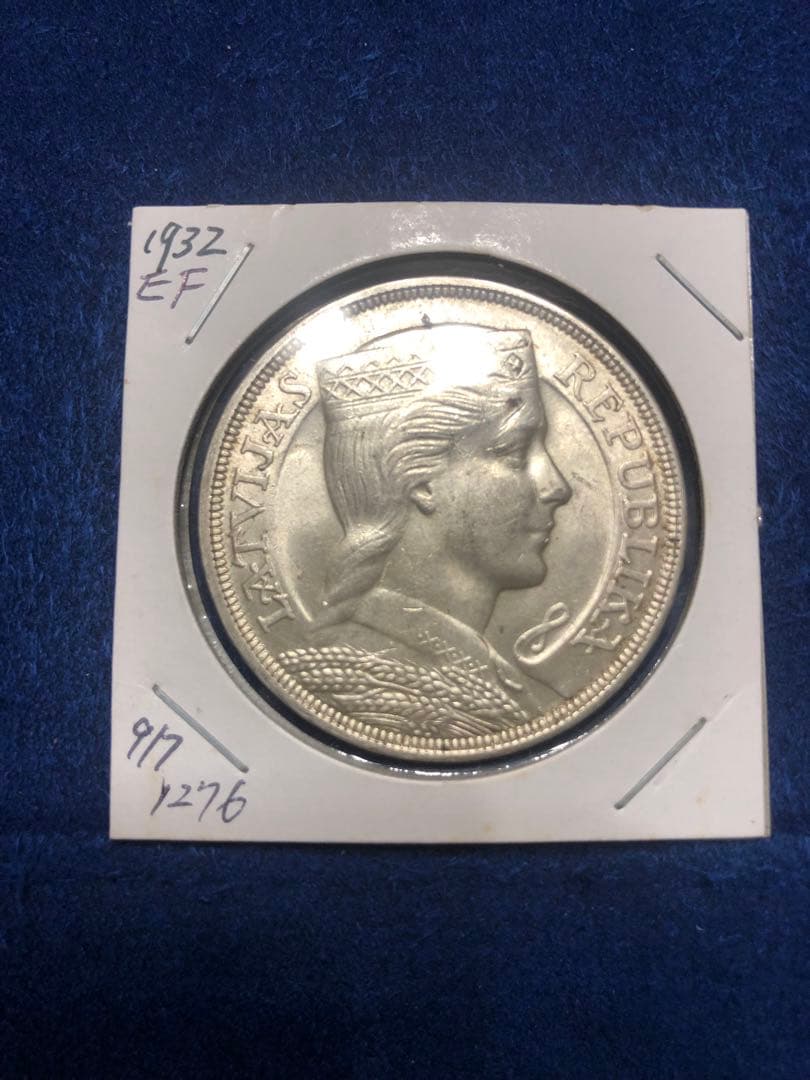 ラトビア銀貨5ラット1929年25g