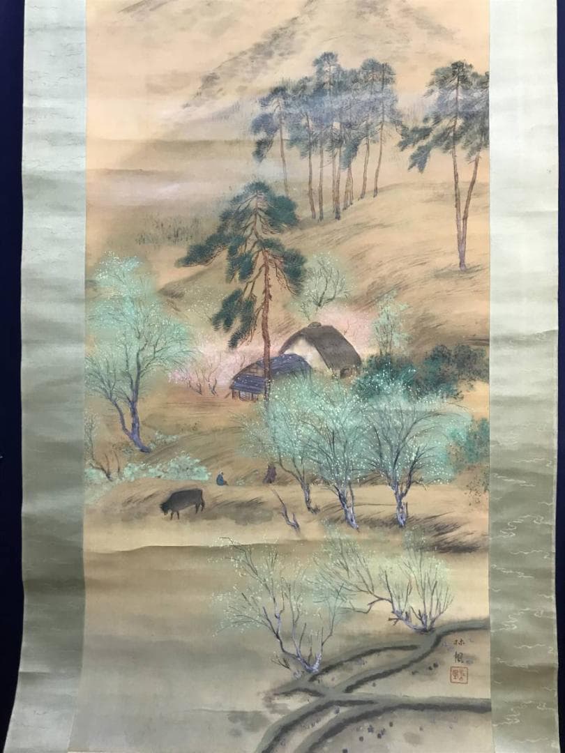 【真作】佐々木林風/桃村静日/掛軸/名家伝来/AD-117