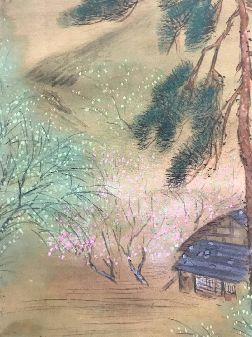 【真作】佐々木林風/桃村静日/掛軸/名家伝来/AD-117