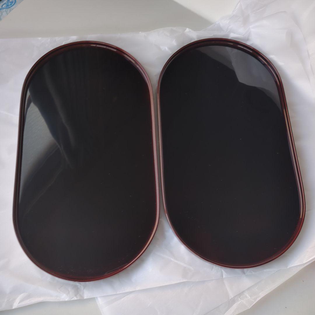 越前塗　粂治郎　溜塗　コーヒー盆　2枚 越前漆器