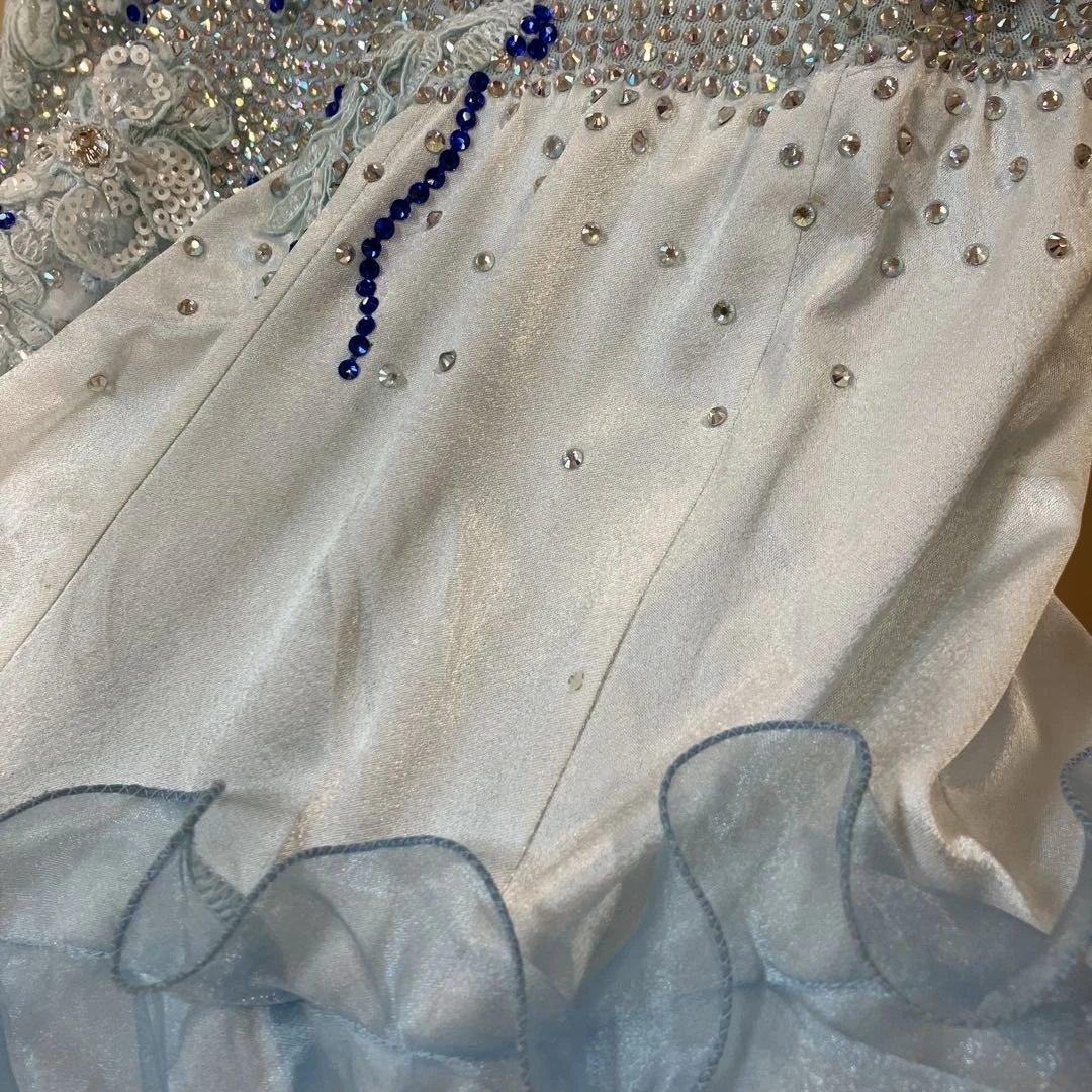 社交ダンス スタンダードドレス 水色 Sサイズ 着丈約114 サピエル