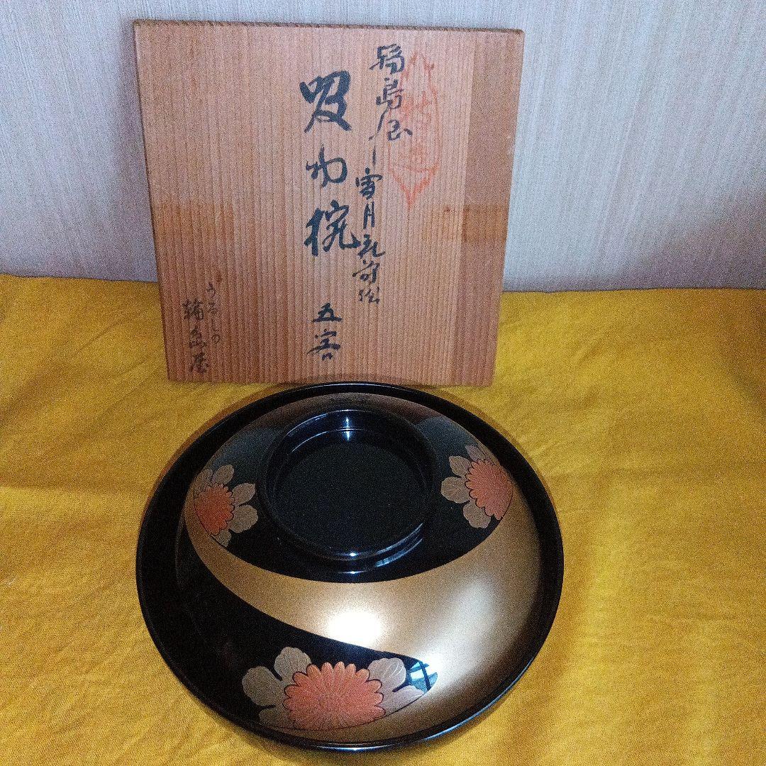 輪島塗　蓋付吸物椀　雪月花蒔絵 ５客