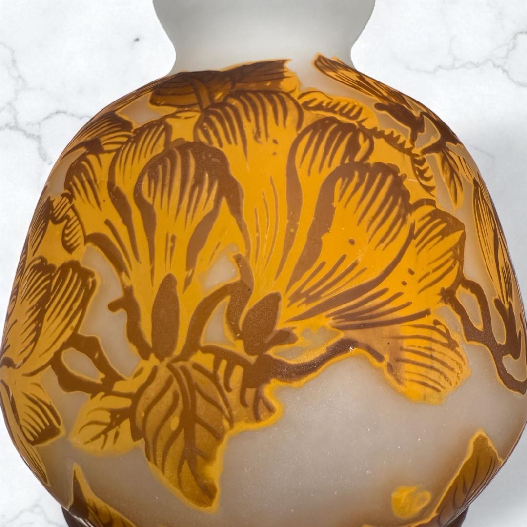 EmileGalle　【証明書付属】ガレ復刻 花モチーフ 花瓶　カメオガラス