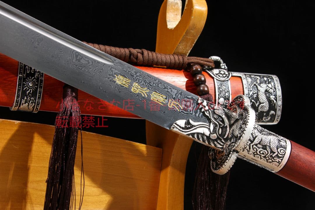 康熙戦刀銀色の百錬模様鋼  古兵器 武具 刀装具 日本刀 模造刀 居合刀