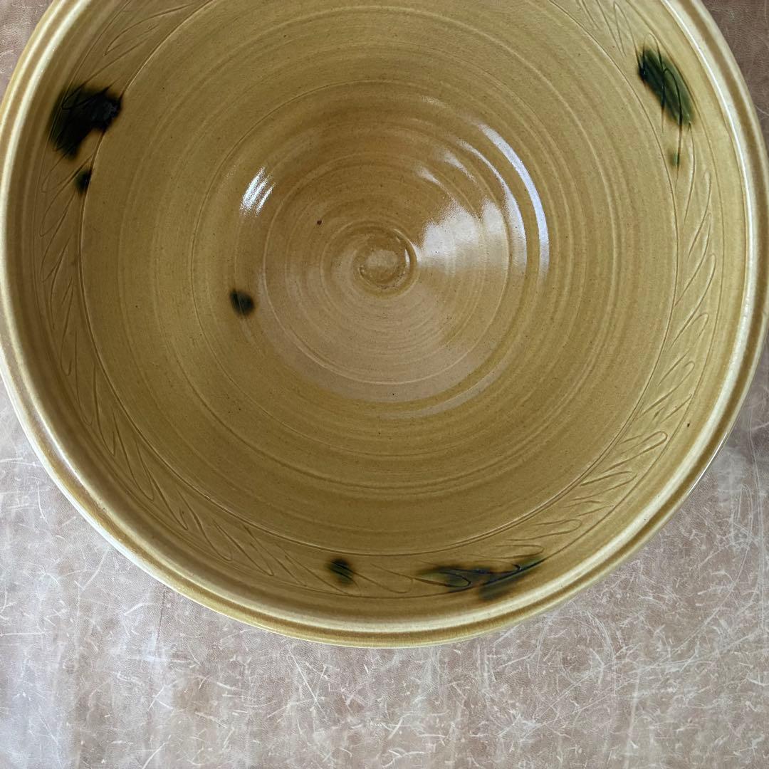 茶道具　黄瀬戸牡丹文　瓶掛　陶芸家　水野敬子作　陶器　五徳付　共箱入　未使用