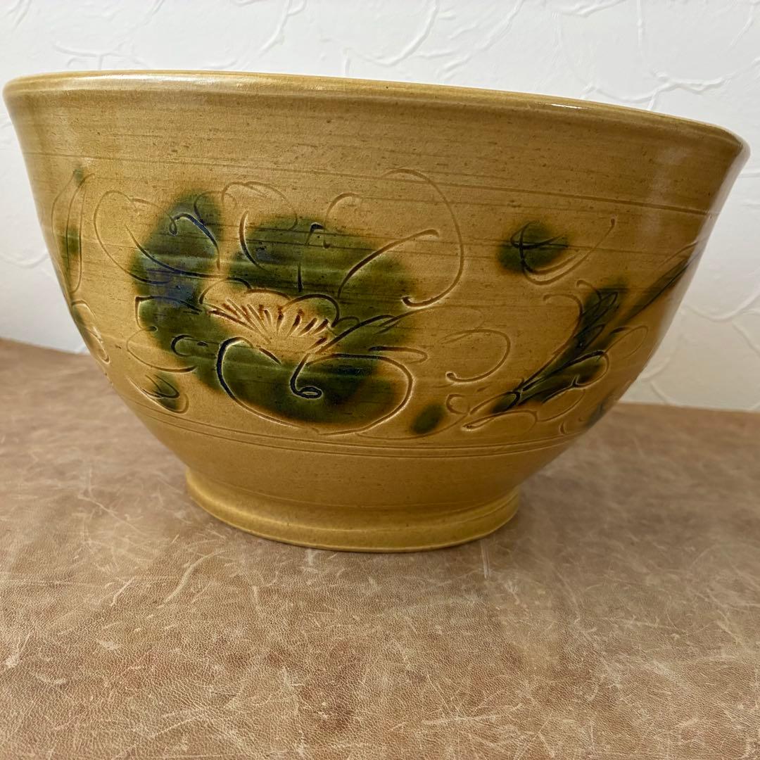 茶道具　黄瀬戸牡丹文　瓶掛　陶芸家　水野敬子作　陶器　五徳付　共箱入　未使用