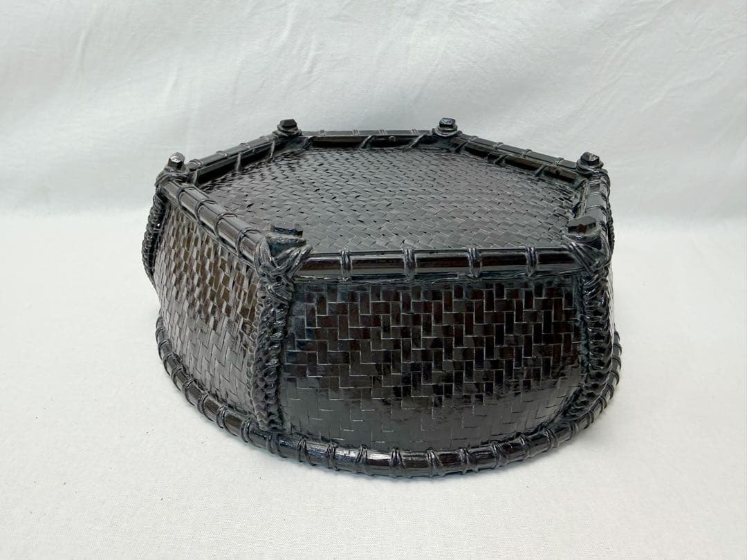 未使用 茶道具 唐物写六角 炭斗 炭入 炭点前元箱