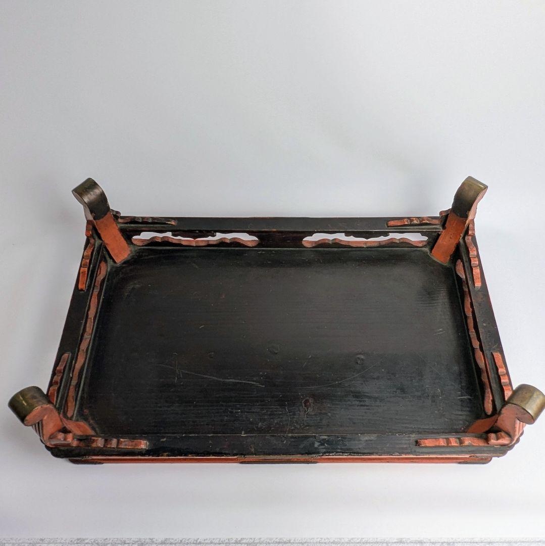 根来四足机　江戸時代　　春日卓　仏教美術　仏具　根来塗