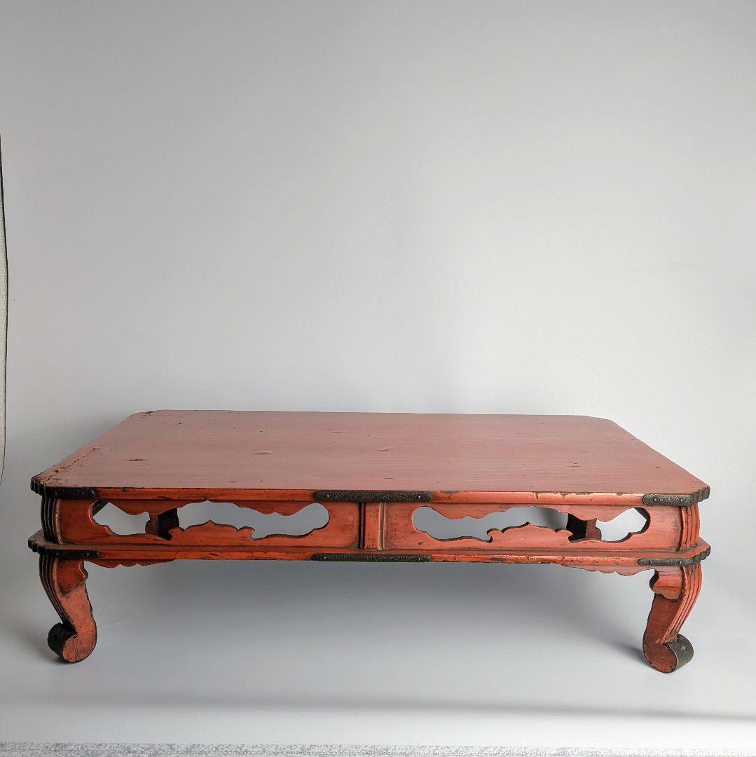 根来四足机　江戸時代　　春日卓　仏教美術　仏具　根来塗