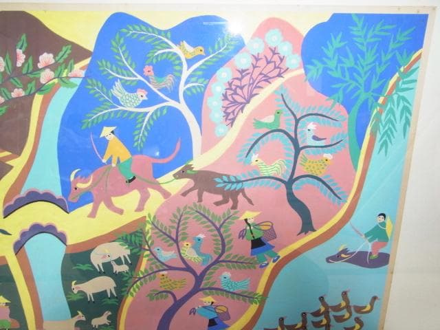 ’70年文化大革命◆高風作『農村風景』金山農民画 第４回江南之春美術展１等受賞者