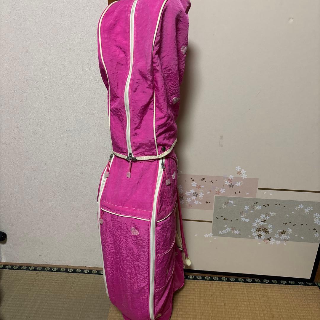 ピンク ゴルフバッグ ハート刺繍付き