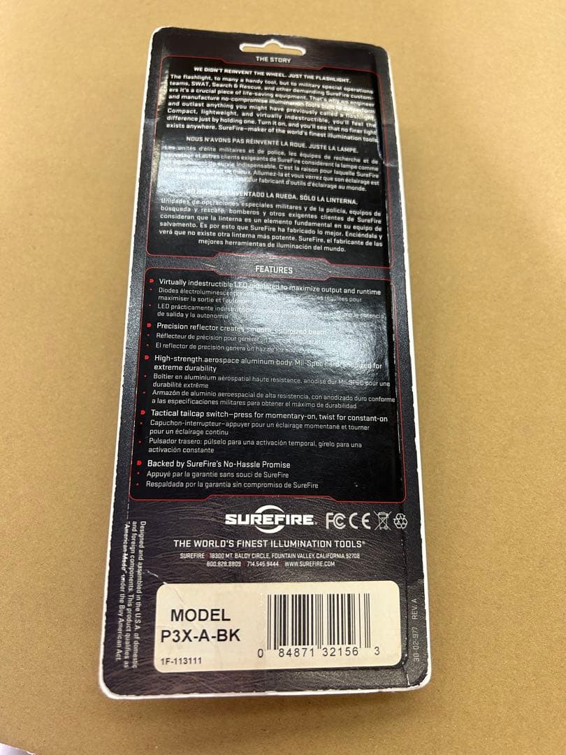 シュアファイア LEDライト P3Xフューリー タクティカ 黒 P3X-A-BK