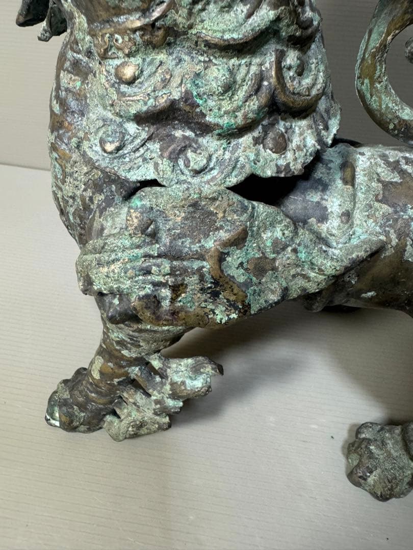 2217 古銅　青銅器　獅子 尊　饕餮紋　唐物 時代物