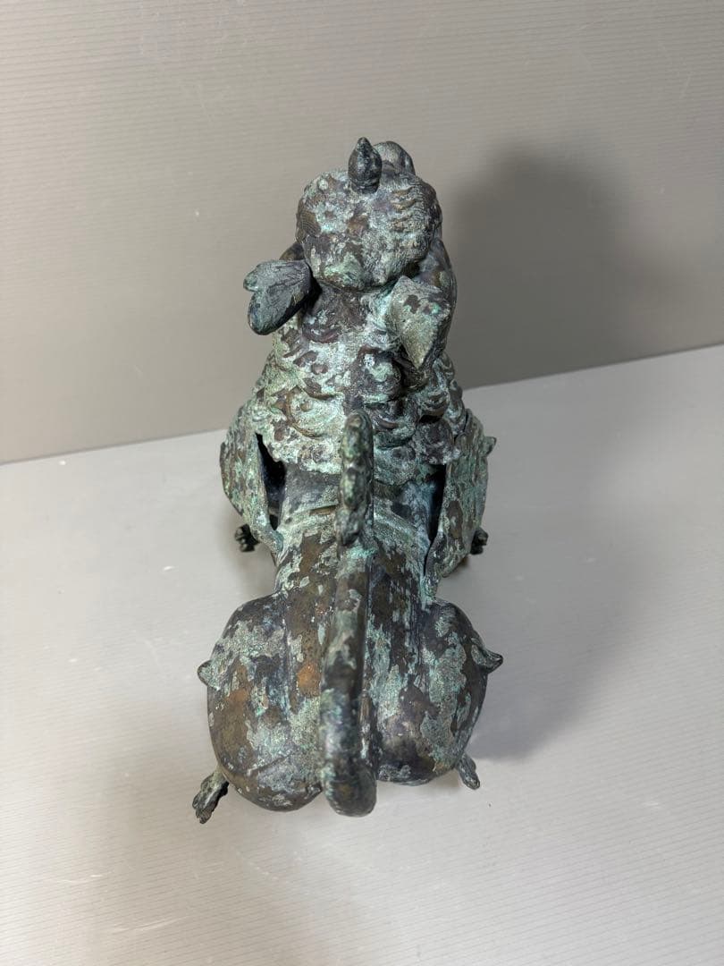 2217 古銅　青銅器　獅子 尊　饕餮紋　唐物 時代物