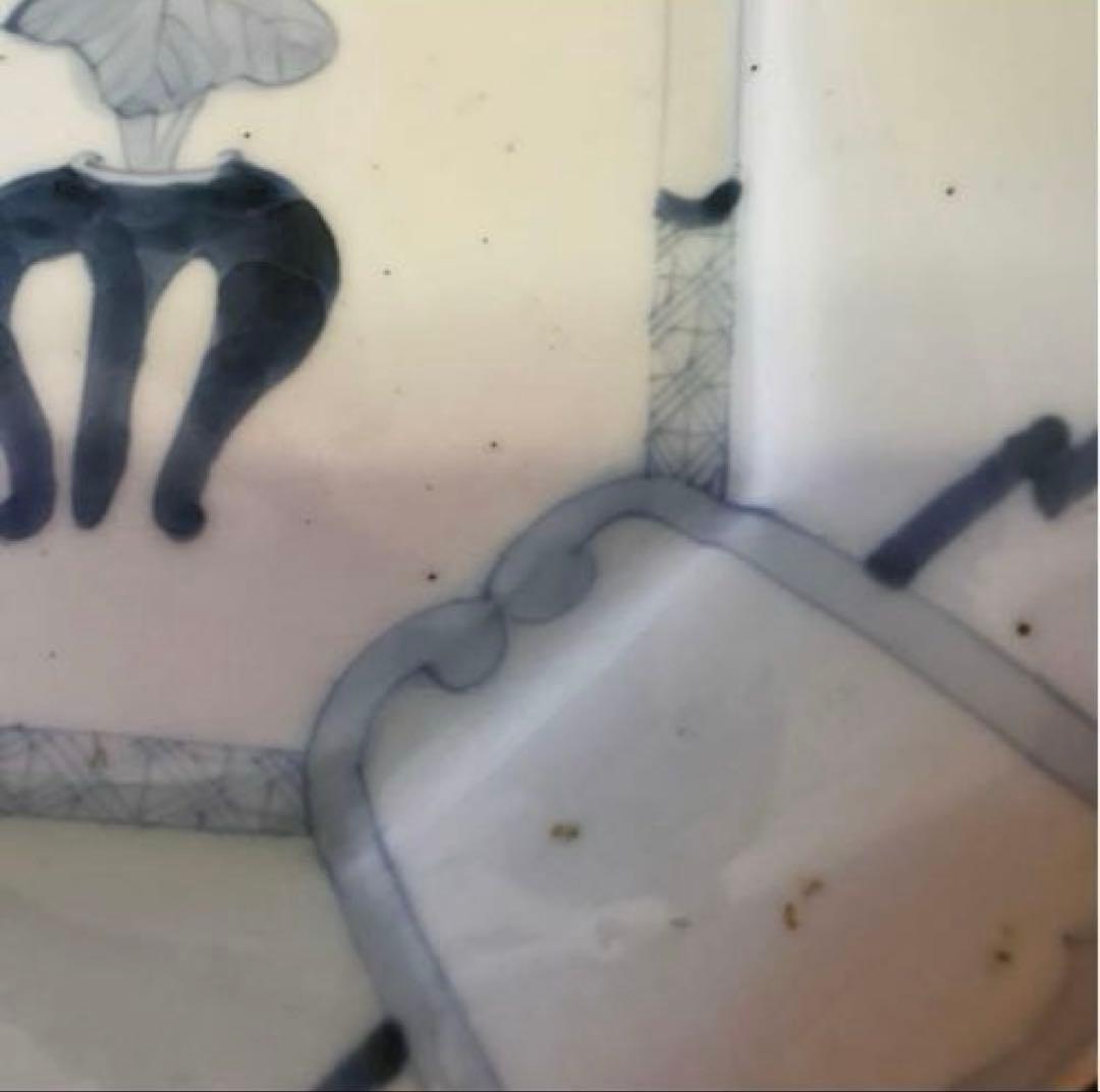 染付　陶器　当時物　盛り皿　染付の絵柄が美しい　年代物