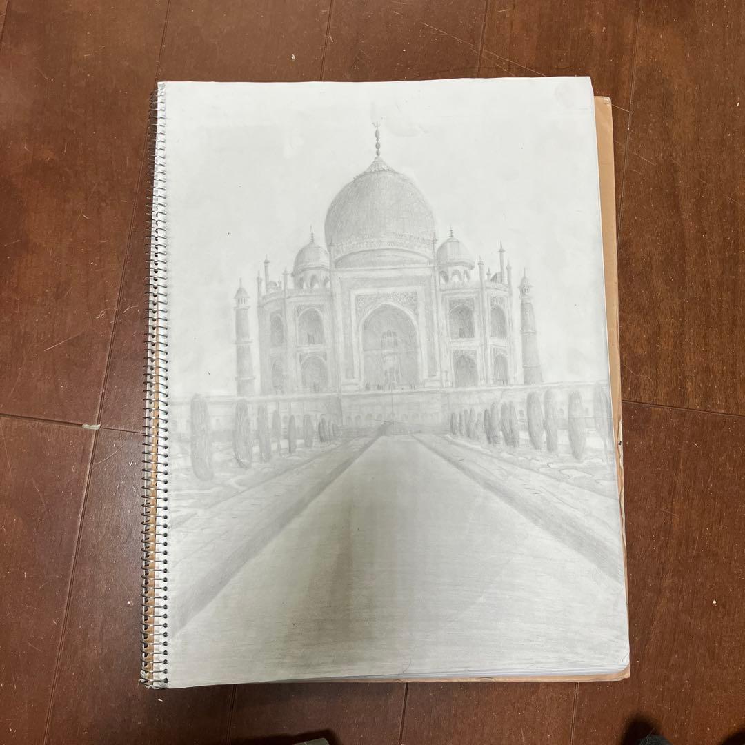 絵の知識も何も無い、ど素人が大学の授業で模写したタージ・マハル