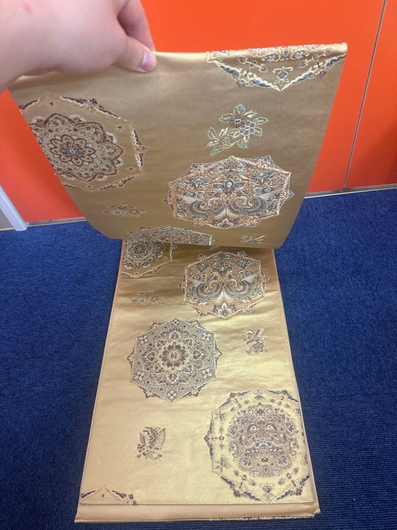 2681袋帯 古代彫金紋 西陣織 金糸　高級上質上品　約440cm 未使用