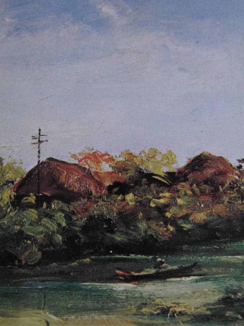 向井潤吉、【水辺の五月】、希少な額装用画集より、新品額装付、状態良好