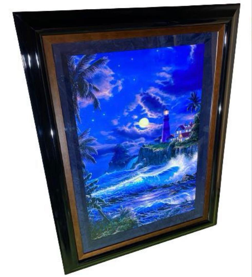 【美品版画】クリスチャン R ラッセン 『ムーンリット セレニティ』キャンバス