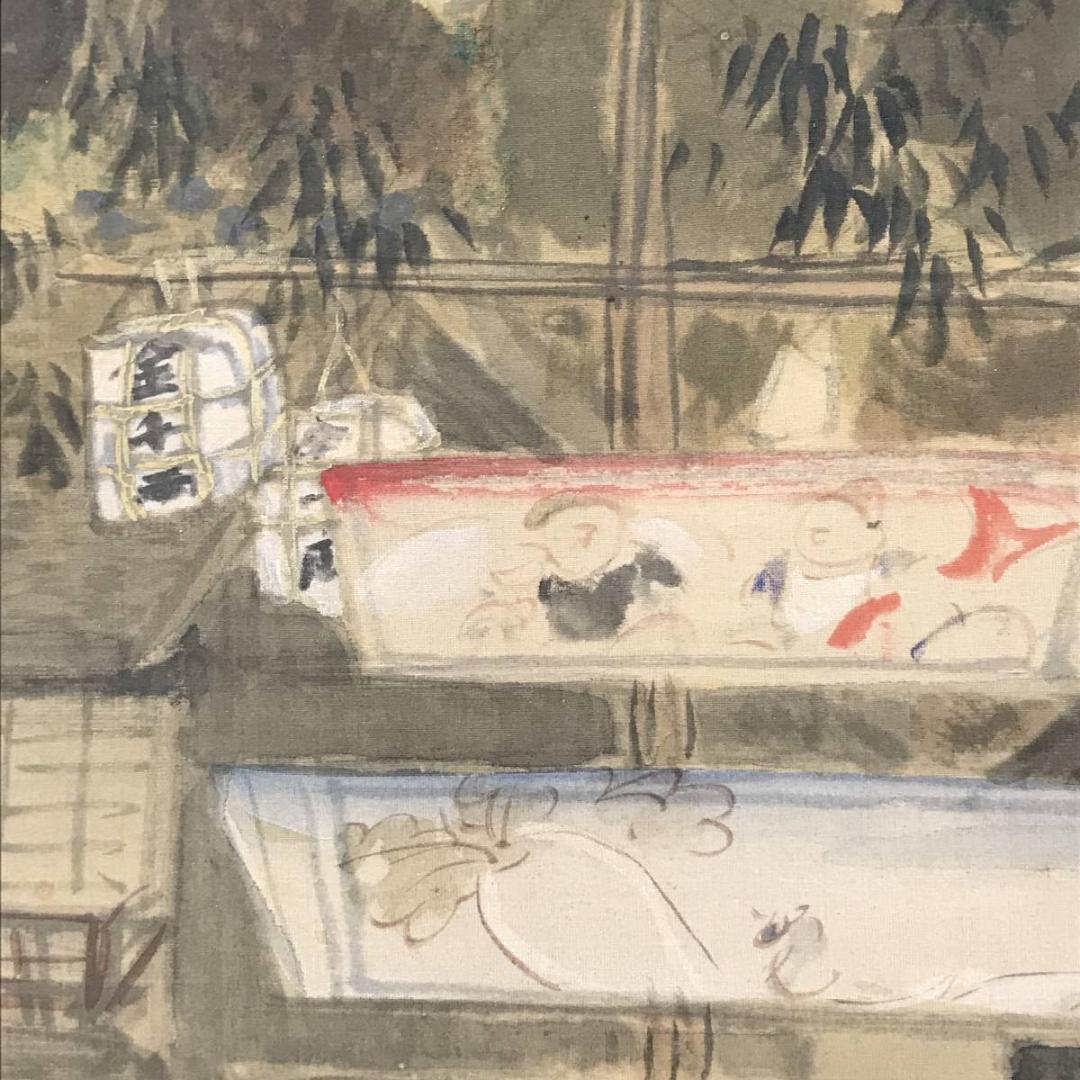 平野晃岳/山水図/宿場図/人物図/東海道五十三次図/掛軸/名家伝来/AB-976