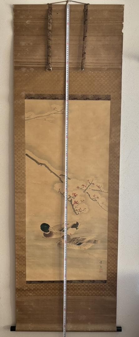 掛け軸 景文之筆 雪中花鳥之図