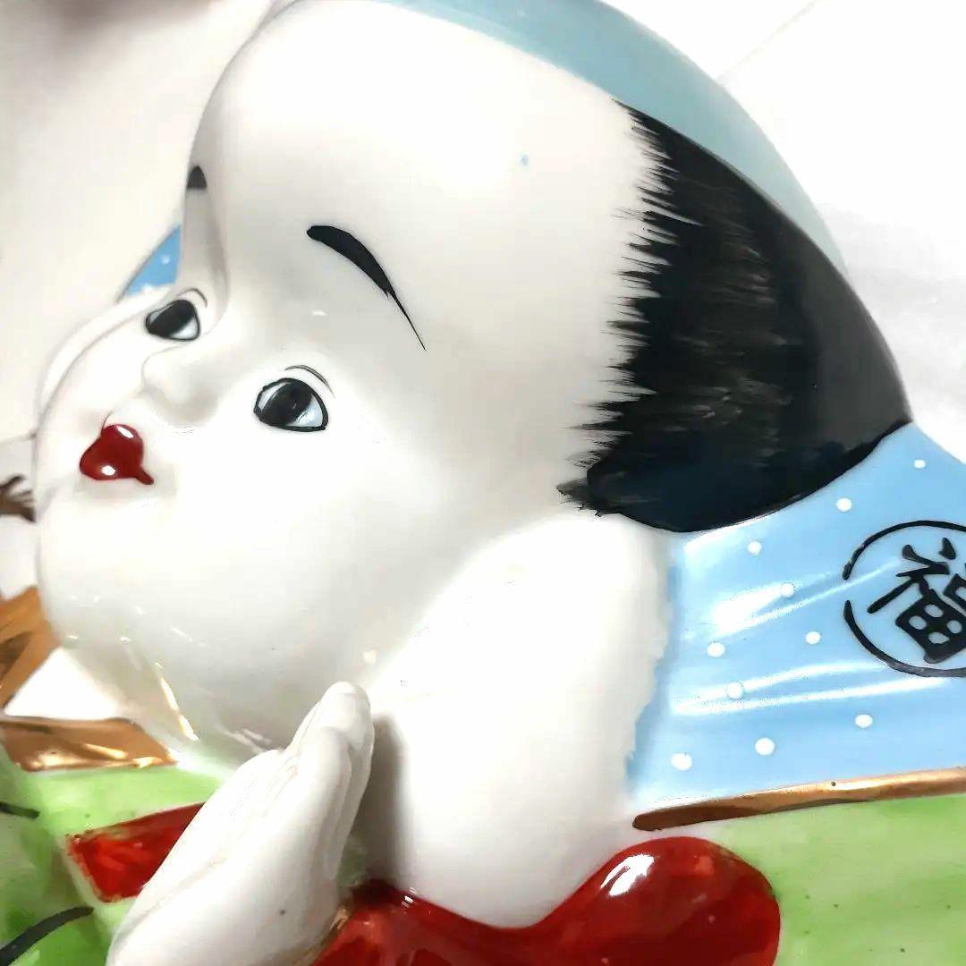 030【瀬戸焼】赤絵古式福助　開運招福　商売繁盛　陶磁器　昭和レトロ 日本製
