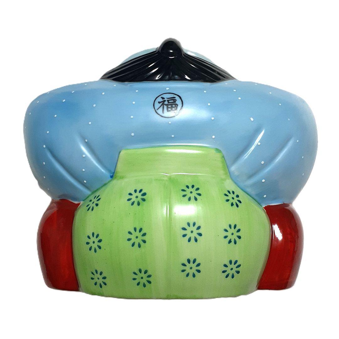 030【瀬戸焼】赤絵古式福助　開運招福　商売繁盛　陶磁器　昭和レトロ 日本製
