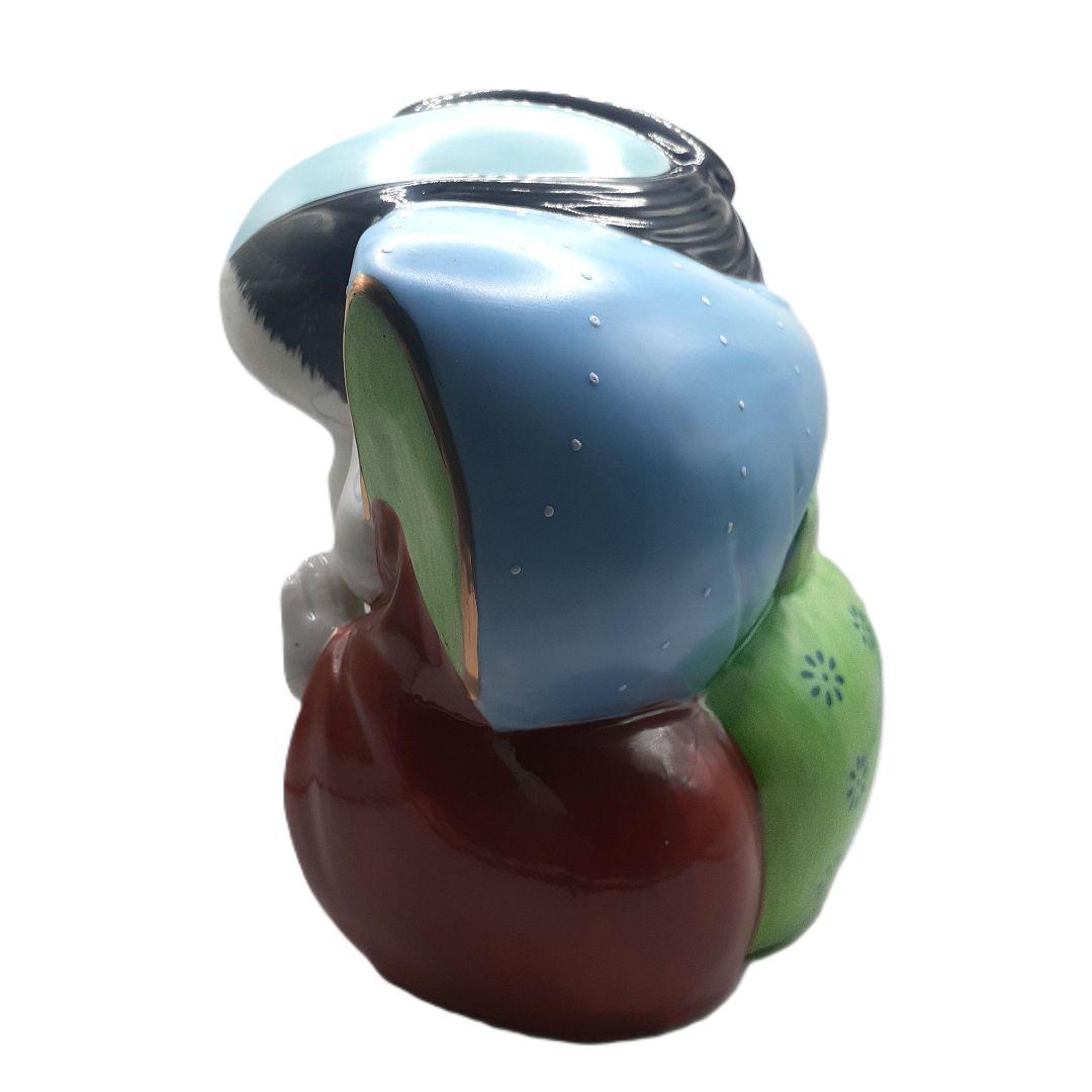 030【瀬戸焼】赤絵古式福助　開運招福　商売繁盛　陶磁器　昭和レトロ 日本製