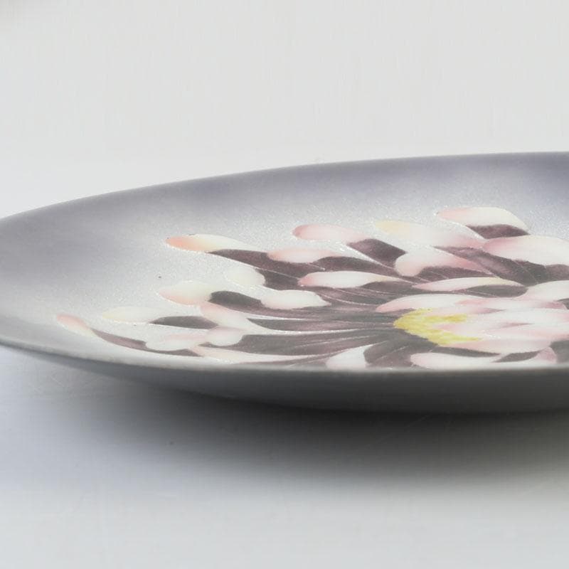 七宝焼　花文　飾皿　皿立付　時代箱　V　9881