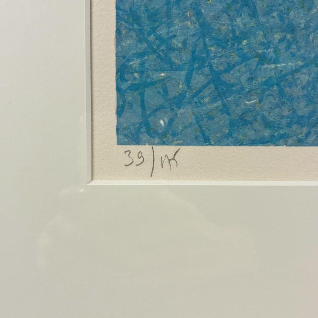 美品 アンドレ・ブーリエ「水辺の家」リトグラフ 直筆サイン入 お洒落な額装 点描