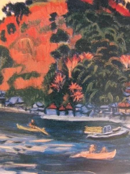 梅原　龍三郎、江之浦暮色、希少画集画、新品額装付