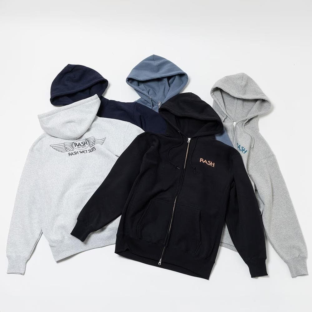 RASH WETSUITS 2026 羽バックフルジップパーカー ヘザーグレー