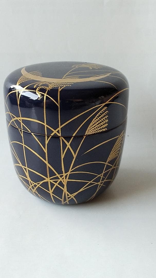 山中塗 中村湖彩 作 秋草に兎蒔絵 中棗 漆器 漆芸 茶道具 棗 共箱 新品