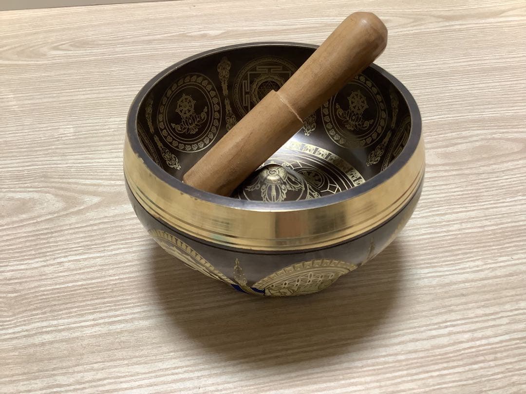 《 チベット密教　新品 》 シンギングボウル　倍音　曼荼羅　3点セット　82