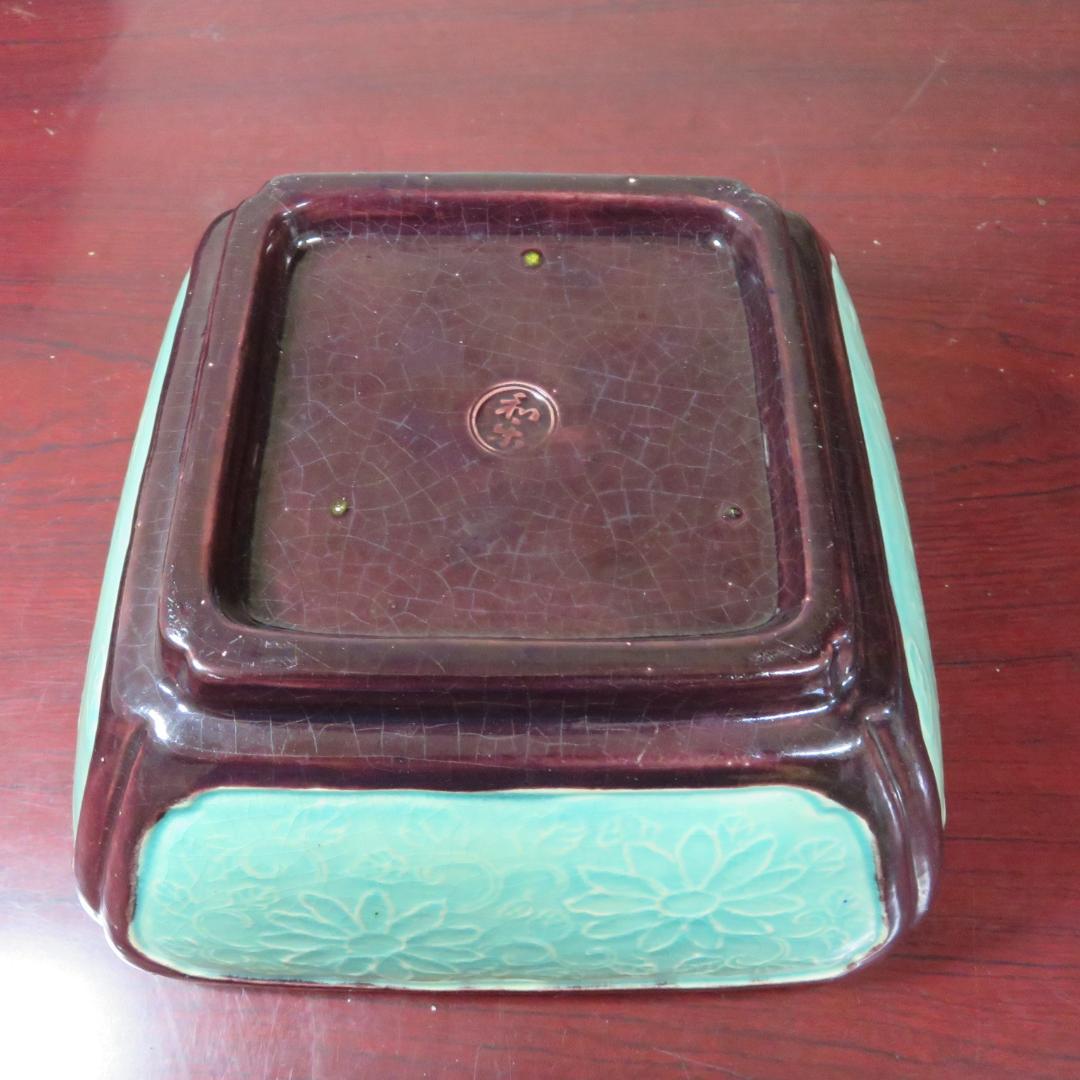 青磁 共箱 木箱 蓋物 菓子盆 菓子器 寿 銘 欠け 吉田屋