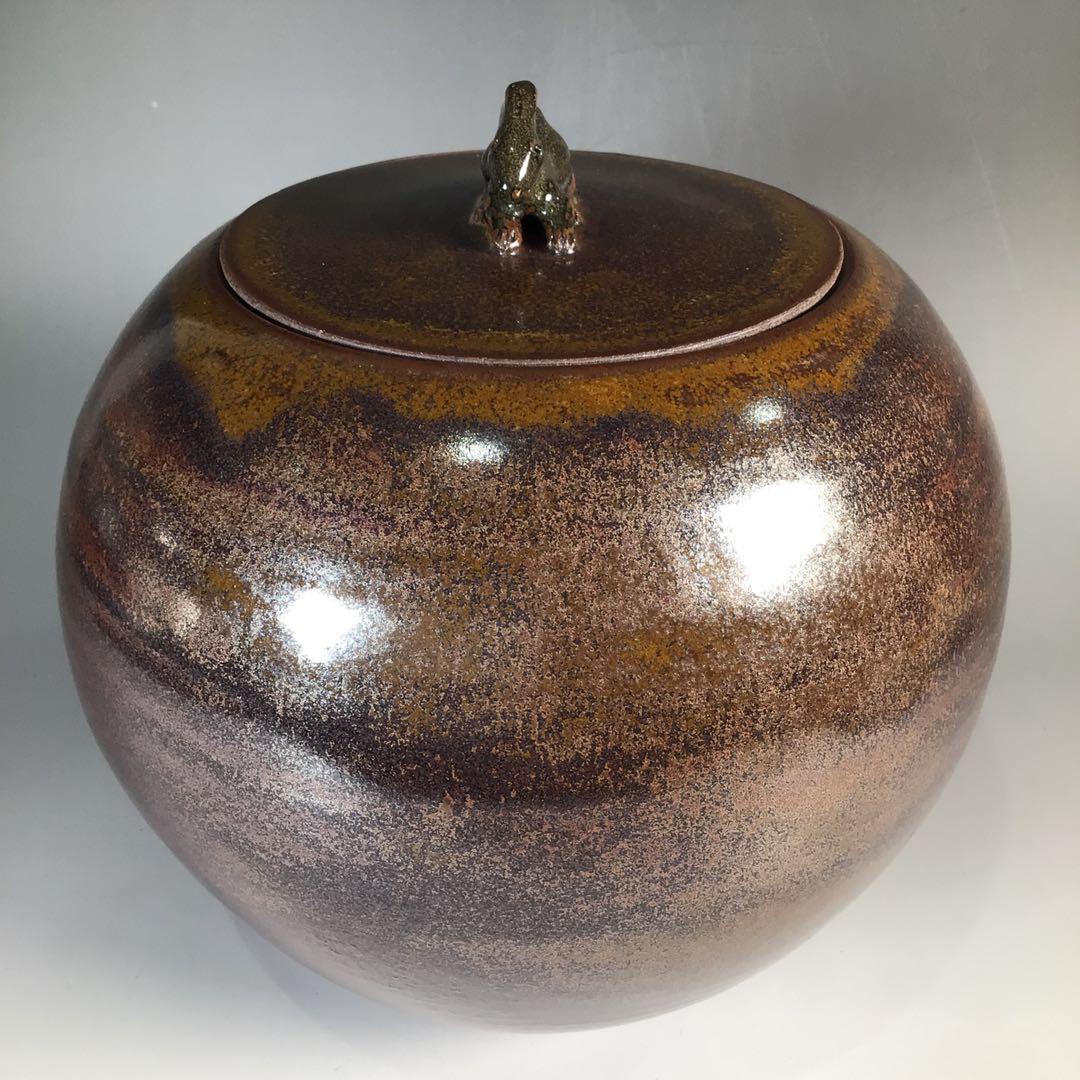 Ｎ６０４　水指　『高取焼』『碧山窯造』『兎摘み』　共箱　茶道具