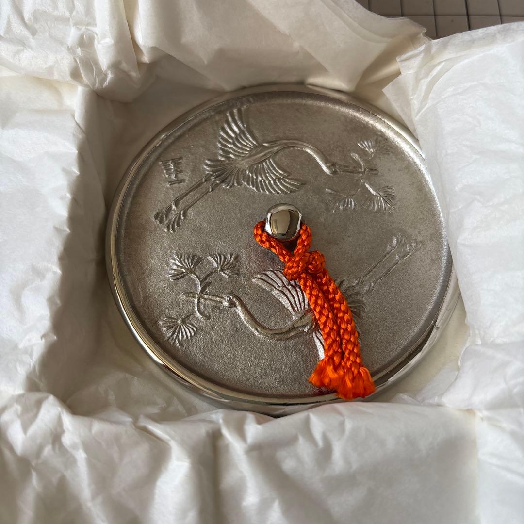 文鎮　松喰鶴文　角谷一圭作