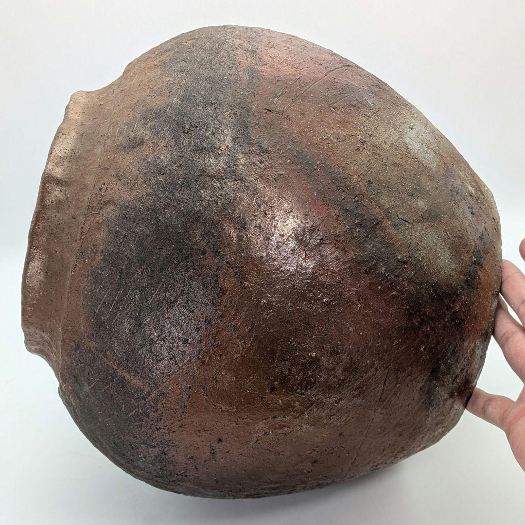 【水漏れあり】中村六郎 備前焼 大壺 大壷 紐作り 希少 置物 インテリア つぼ