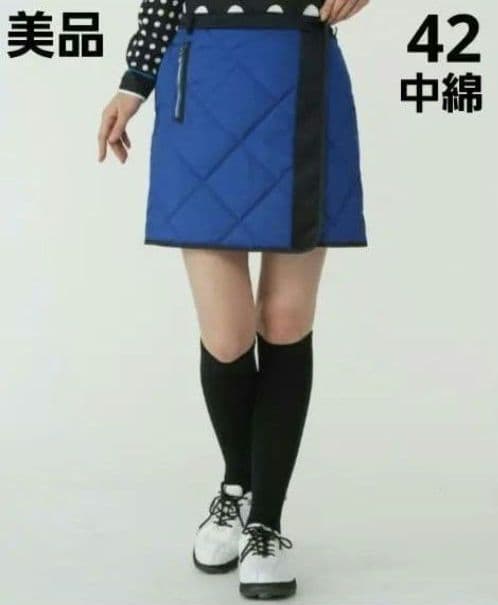 再再再値下げ美品 ランバンスポール　中綿スカート42 ブルー 定価38500円