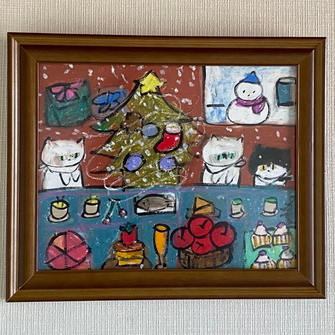 絵画 。壁掛け絵☆【猫ちゃんたちの幸せなクリスマスパーティー】05