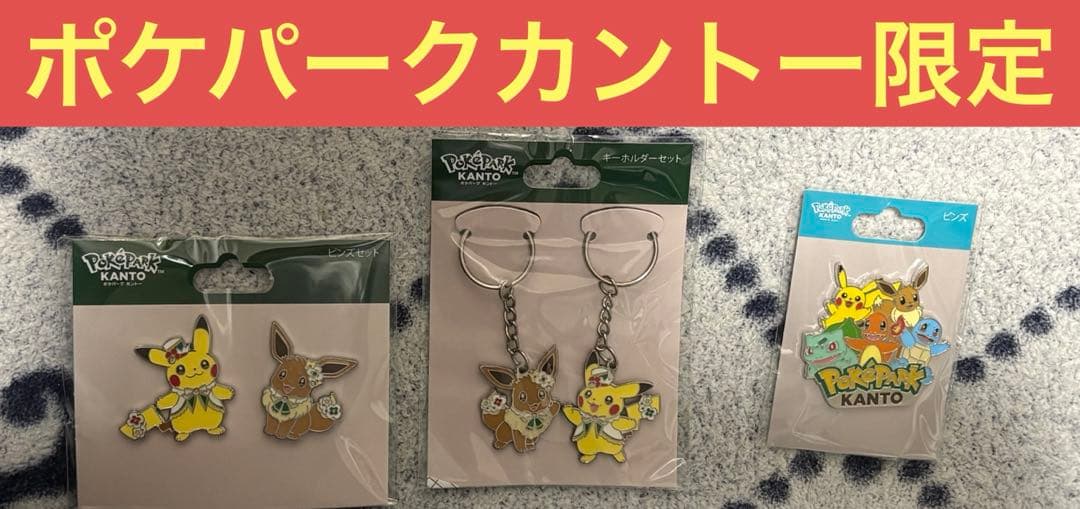 ポケパークカントー　 ピカチュウ イーブイ ピンバッジ キー　御三家　3個セット