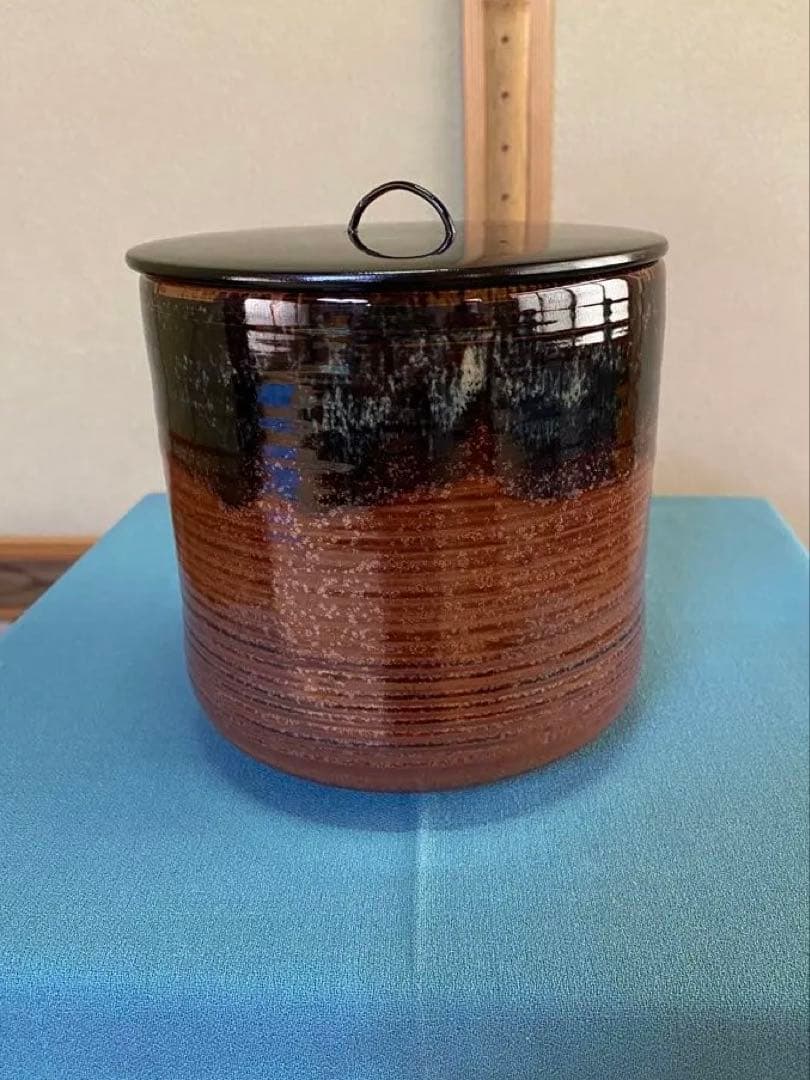 茶道具/水指 宇田佐平 佐平窯 『瀬戸釉一重口』共箱 塗蓋