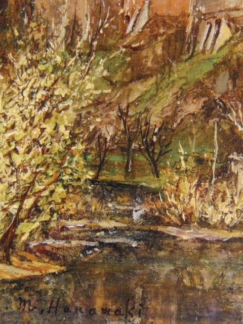 花巻碧、岸辺の家並、希少な画集より、新品高級額・額装付、状態良好